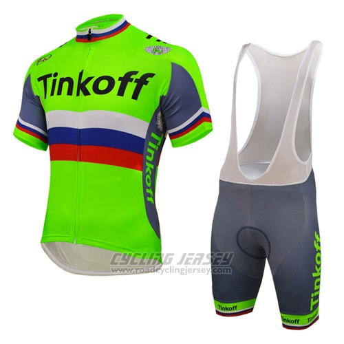 2016 Cycling Jersey UCI World Champion Tinkoff Green Short Sleeve and Bib Short